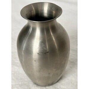 Vintage Danforth Pewter Vase Middleburg Vermont 4 Inches Tall 2.5” Round Signed